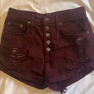 High waisted maroon shorts✨